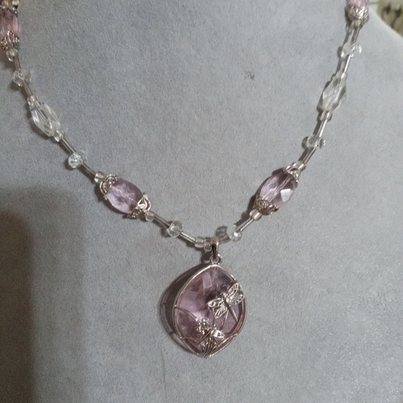 Very Vintage Sterling Silver Glass Beaded Necklace - Picture 1 of 7